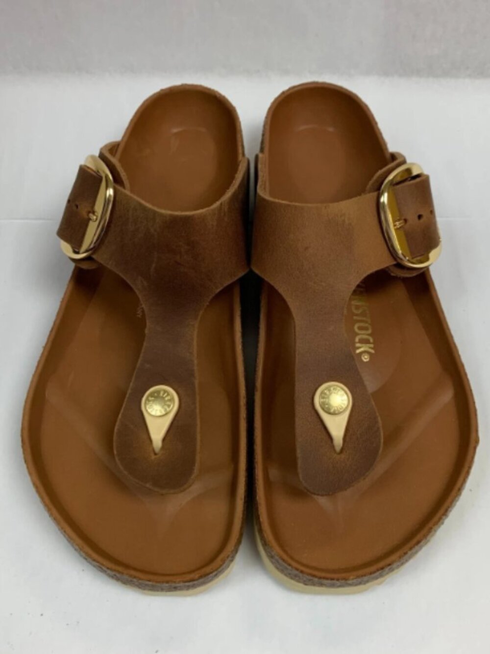 Birkenstock Gizeh Big Buckle Cognac Oiled Leather Regular Width Sandals